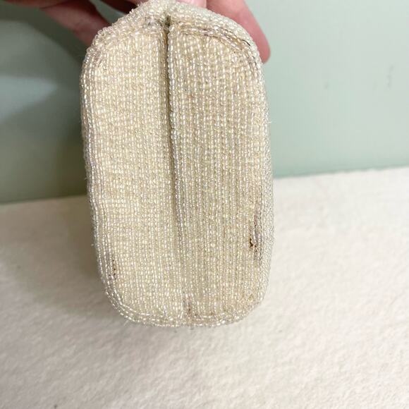 Vintage Cream Beaded Clasp Clutch Shoulder Bag - Picture 11 of 11